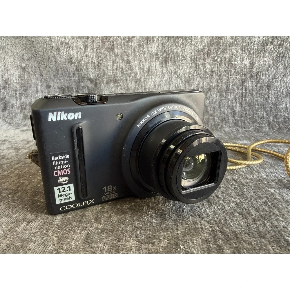Nikon Coolpix S9100 12.1MP Digital Camera Black Bundle Charger 2 Batteries SD Ca